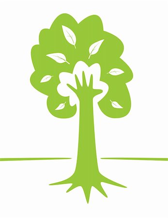 Hand and tree as green environment conceptual design. Vector EPS illustration. Fotografie stock - Microstock e Abbonamento, Codice: 400-04800006