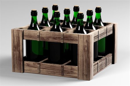 Box with bottles of wine isolated over white Stock Photo - Budget Royalty-Free & Subscription, Code: 400-04800129
