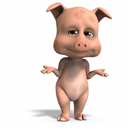 prickly object - cute and funny cartoon pig. 3D rendering with clipping path and shadow over white Stock Photo - Budget Royalty-Free & Subscription, Code: 400-04800228