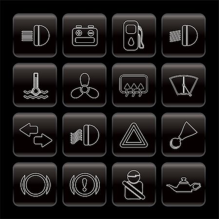 Car Dashboard - simple vector icons set Stock Photo - Budget Royalty-Free & Subscription, Code: 400-04800353