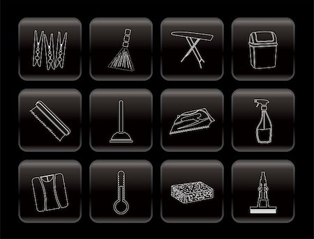 recycle bins for the home - Home objects and tools icons - vector icon set Stock Photo - Budget Royalty-Free & Subscription, Code: 400-04800408