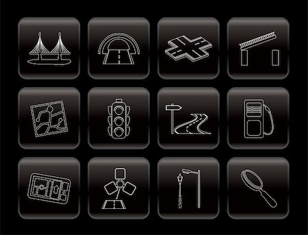 Road, navigation and travel icons - vector icon set Stock Photo - Budget Royalty-Free & Subscription, Code: 400-04800412