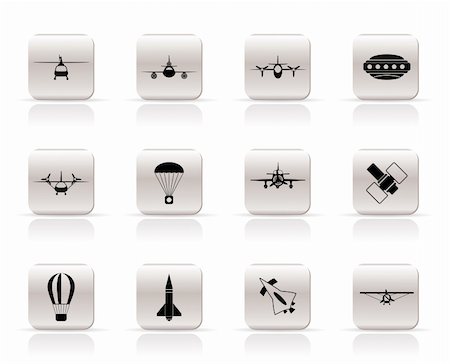 simsearch:400-03968548,k - different types of Aircraft Illustrations and icons - Vector icon set 2 Photographie de stock - Aubaine LD & Abonnement, Code: 400-04800423