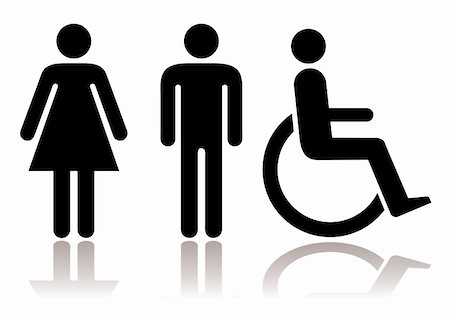 Black and white figures male female and disabled with shadow Stock Photo - Budget Royalty-Free & Subscription, Code: 400-04800540