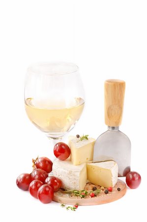 The French cheese, grapes and glass of white dry wine Stock Photo - Budget Royalty-Free & Subscription, Code: 400-04800552