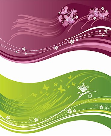 simsearch:400-04086182,k - Pink and green floral wavy banners. This image is a vector illustration. Stock Photo - Budget Royalty-Free & Subscription, Code: 400-04800764