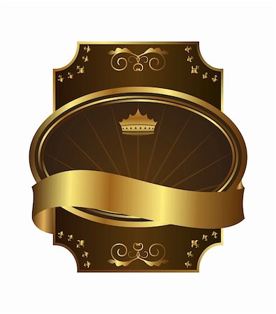 simsearch:400-04800809,k - Illustration golden royal label on black background with corners - vector Stock Photo - Budget Royalty-Free & Subscription, Code: 400-04800837