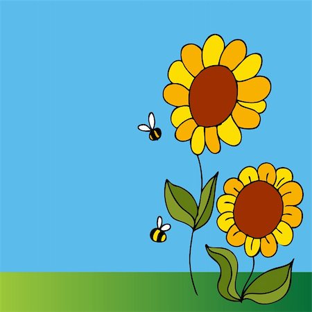 An image of a two sunflowers and two bees. Stock Photo - Budget Royalty-Free & Subscription, Code: 400-04801213