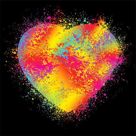 paint color card - Watercolor Heart Isolated on Black Background. EPS 8 vector file included Stock Photo - Budget Royalty-Free & Subscription, Code: 400-04801286