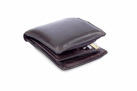 Brown old wallet foto on the white background Stock Photo - Budget Royalty-Free & Subscription, Code: 400-04801369