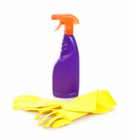 rubber hand gloves - spray bottle Stock Photo - Budget Royalty-Free & Subscription, Code: 400-04801372