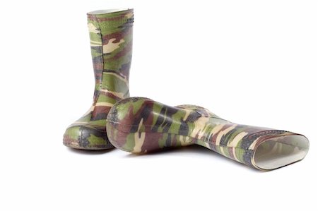 camouflage gum boots photo on the white background Stock Photo - Budget Royalty-Free & Subscription, Code: 400-04801385