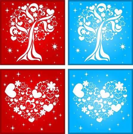 Design elements in the form of a tree and heart of the flowers and hearts Photographie de stock - Aubaine LD & Abonnement, Code: 400-04801446