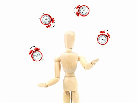 simsearch:400-04801462,k - A manikin juggling clocks on a white background Stock Photo - Budget Royalty-Free & Subscription, Code: 400-04801462