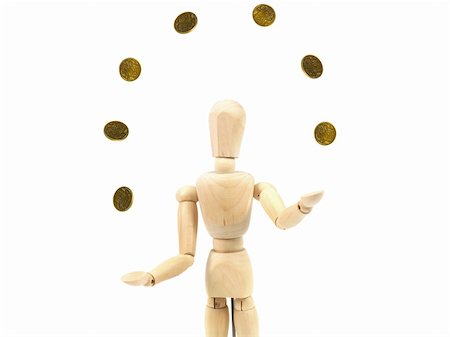 simsearch:400-04801462,k - A manikin juggling money on a white background Stock Photo - Budget Royalty-Free & Subscription, Code: 400-04801463