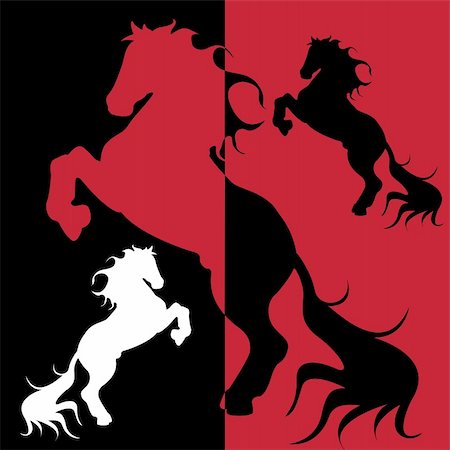 abstract illustration, silhouette horse on black and red Stock Photo - Budget Royalty-Free & Subscription, Code: 400-04801530