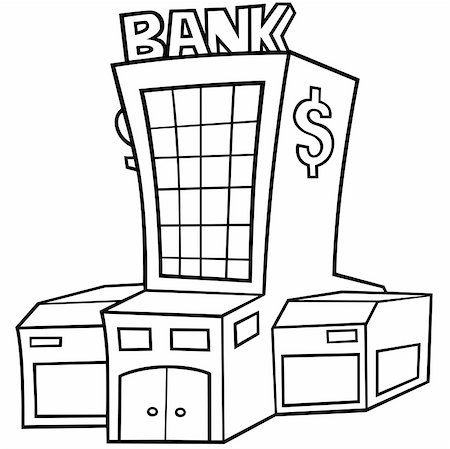 Bank - Black and White Cartoon illustration, Vector Stock Photo - Budget Royalty-Free & Subscription, Code: 400-04801633