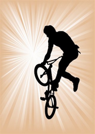 extreme bicycle vector - Vector drawing silhouette of a cyclist boy. Silhouette of people Stock Photo - Budget Royalty-Free & Subscription, Code: 400-04801854