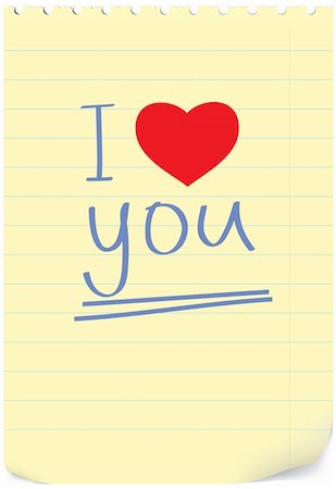 paper torn curl - Vector illustration of notepad sheet with words "I love you" and with red heart Stock Photo - Budget Royalty-Free & Subscription, Code: 400-04801884