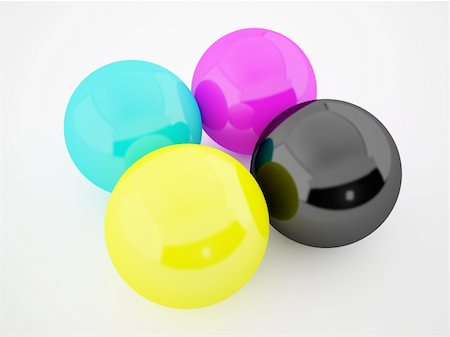 CMYK balls on a white background Foto de stock - Royalty-Free Super Valor e Assinatura, Número: 400-04801916