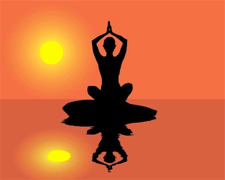 Silhouette yoga on an orange background Photographie de stock - Aubaine LD & Abonnement, Code: 400-04802084