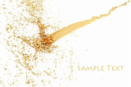 splash of golden fluid on the wall. isolated on white. with clipping path. Stock Photo - Budget Royalty-Free & Subscription, Code: 400-04802186