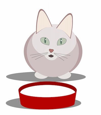 A stylistic designed cat sitting by a bowl     of milk Stock Photo - Budget Royalty-Free & Subscription, Code: 400-04802228