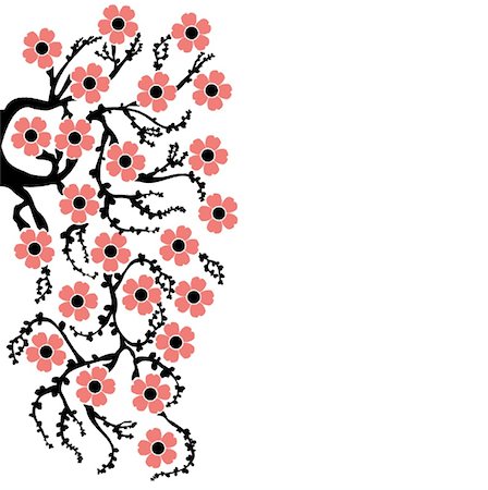 Illustration of a decorative background with sakura flowers Foto de stock - Super Valor sin royalties y Suscripción, Código: 400-04802296