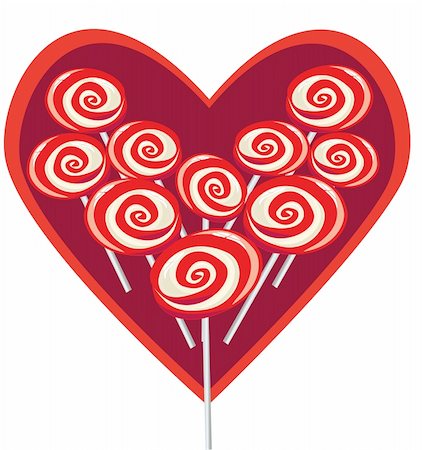 simsearch:400-04271654,k - Vector illustration sweet red lollipop heart shape Photographie de stock - Aubaine LD & Abonnement, Code: 400-04802313