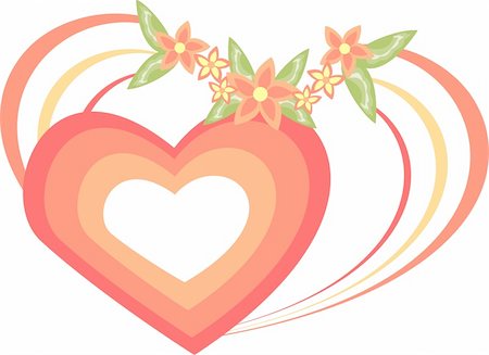 Pink heart and flowers isolated on a white background. Valentine's illustration. Foto de stock - Royalty-Free Super Valor e Assinatura, Número: 400-04802347