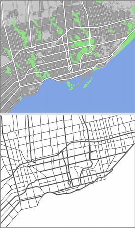 simsearch:400-09051583,k - Vector map of Toronto. Photographie de stock - Aubaine LD & Abonnement, Code: 400-04802787