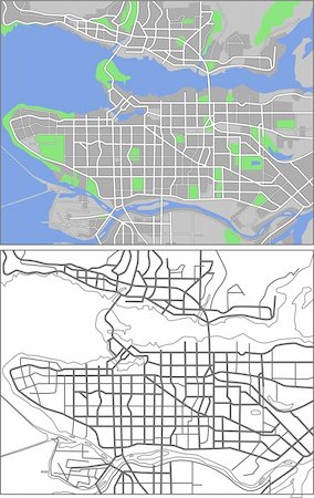 small town downtown canada - Vector map of Vancouver. Stock Photo - Budget Royalty-Free & Subscription, Code: 400-04802788