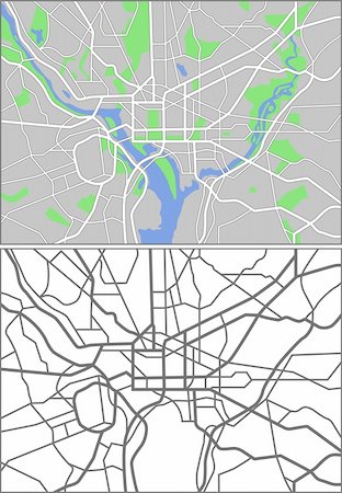 simsearch:400-09051583,k - Vector map of Washington DC. Photographie de stock - Aubaine LD & Abonnement, Code: 400-04802792