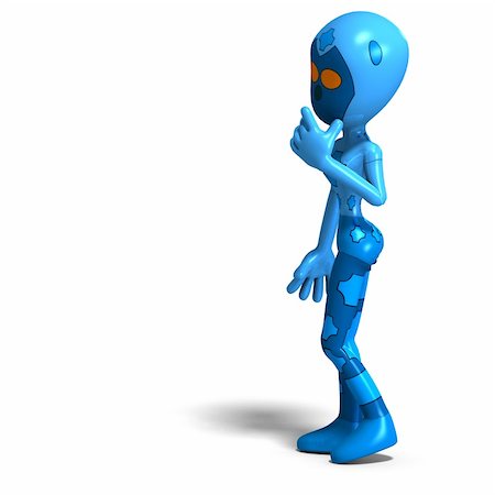 funny and cute cartoon female robot. 3D rendering with clipping path and shadow over white Stock Photo - Budget Royalty-Free & Subscription, Code: 400-04802827