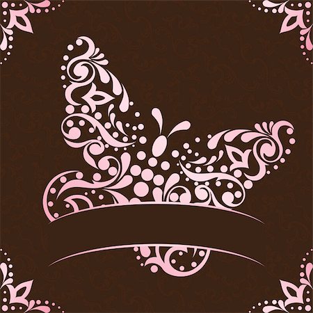 simsearch:400-07265301,k - Vintage background with intricate butterfly design. Graphics are grouped and in several layers for easy editing. The file can be scaled to any size. Foto de stock - Royalty-Free Super Valor e Assinatura, Número: 400-04802822