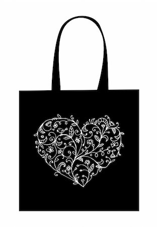 simsearch:400-05248445,k - Floral heart shape, design of shopping bag Fotografie stock - Microstock e Abbonamento, Codice: 400-04802914