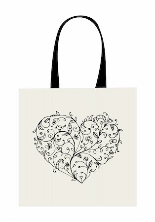 simsearch:400-05248445,k - Floral heart shape, design of shopping bag Fotografie stock - Microstock e Abbonamento, Codice: 400-04802913