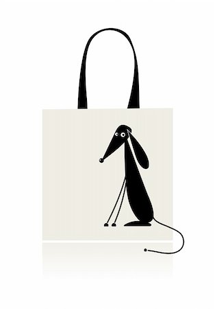 fashion dog cartoon - Funny puppy, design of shopping bag Stock Photo - Budget Royalty-Free & Subscription, Code: 400-04802929