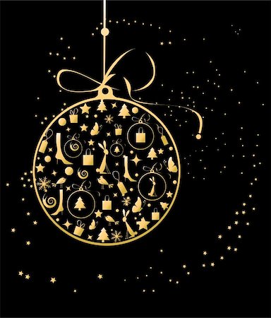 Christmas ball golden for your design Stock Photo - Budget Royalty-Free & Subscription, Code: 400-04802961