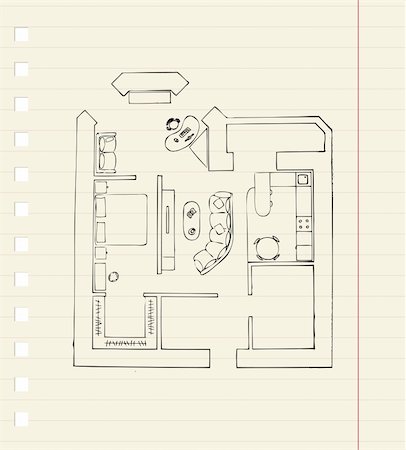 simsearch:400-06483447,k - Redevelopment of apartment, sketch Stock Photo - Budget Royalty-Free & Subscription, Code: 400-04803009