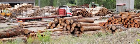 sawmill wood industry - log timber trunks wooden industry stock outdoor sawmill Photographie de stock - Aubaine LD & Abonnement, Code: 400-04803059