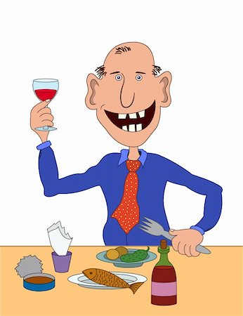 Cheerful bald man speaks a toast to your health :) Stock Photo - Budget Royalty-Free & Subscription, Code: 400-04803157