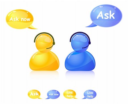 ask help icon. Agent on phone in call center. Stock Photo - Budget Royalty-Free & Subscription, Code: 400-04803218