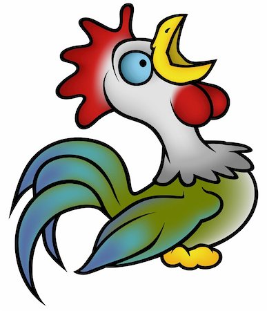 Crowing Rooster - Colored Cartoon illustration, Vector Stock Photo - Budget Royalty-Free & Subscription, Code: 400-04803497