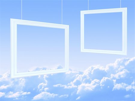 simsearch:400-08960149,k - White clouds and picture frames in the blue sky Foto de stock - Super Valor sin royalties y Suscripción, Código: 400-04814135