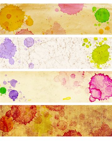 faded splatter background - Collection banners - texture old paper with stains of paint Stock Photo - Budget Royalty-Free & Subscription, Code: 400-04814144