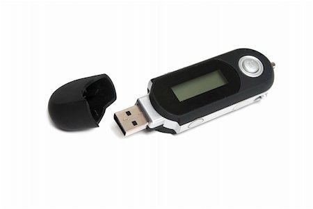 simsearch:400-04087054,k - Black mp3 player isolated over white Photographie de stock - Aubaine LD & Abonnement, Code: 400-04814160