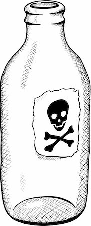 Bottle with a symbol of death - a monochrome vector illustration Stock Photo - Budget Royalty-Free & Subscription, Code: 400-04814532