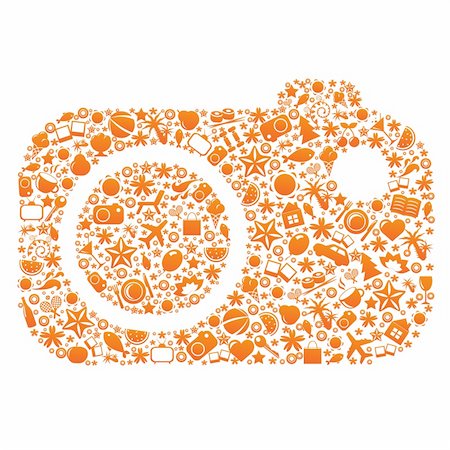 Camera From Vacation Signs, Isolated On White Background, Vector Illustration Stock Photo - Budget Royalty-Free & Subscription, Code: 400-04814596