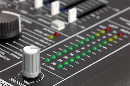 Closeup of audio mixing console. Shallow depth of field Stock Photo - Budget Royalty-Free & Subscription, Code: 400-04814953